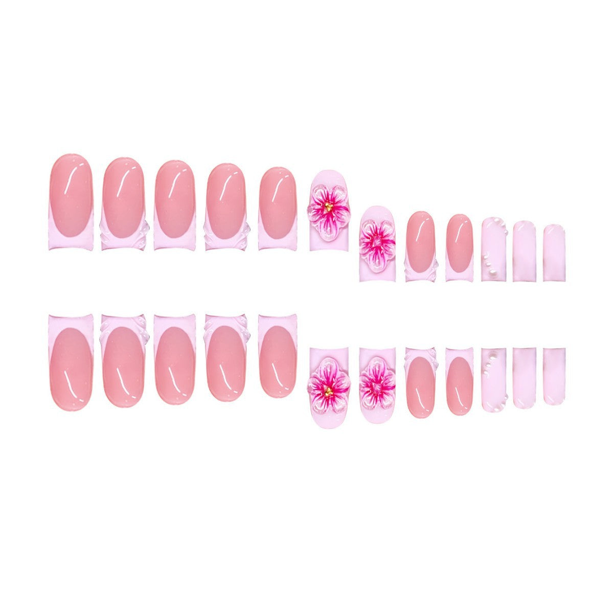 Premium 3D Floral Press-On Nagelkunst Brehn