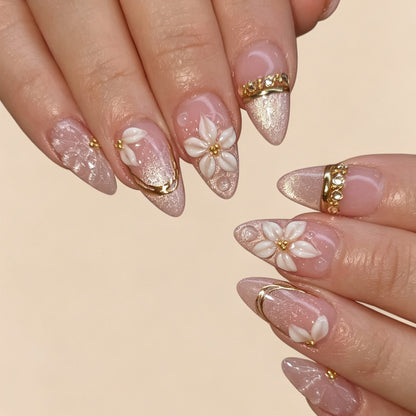 Künstlerische florale Acryl-Press-On-Nägel Brehn