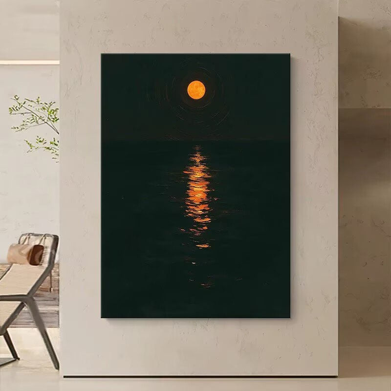 Gerahmte Mondlicht Wasserreflexion Kunst