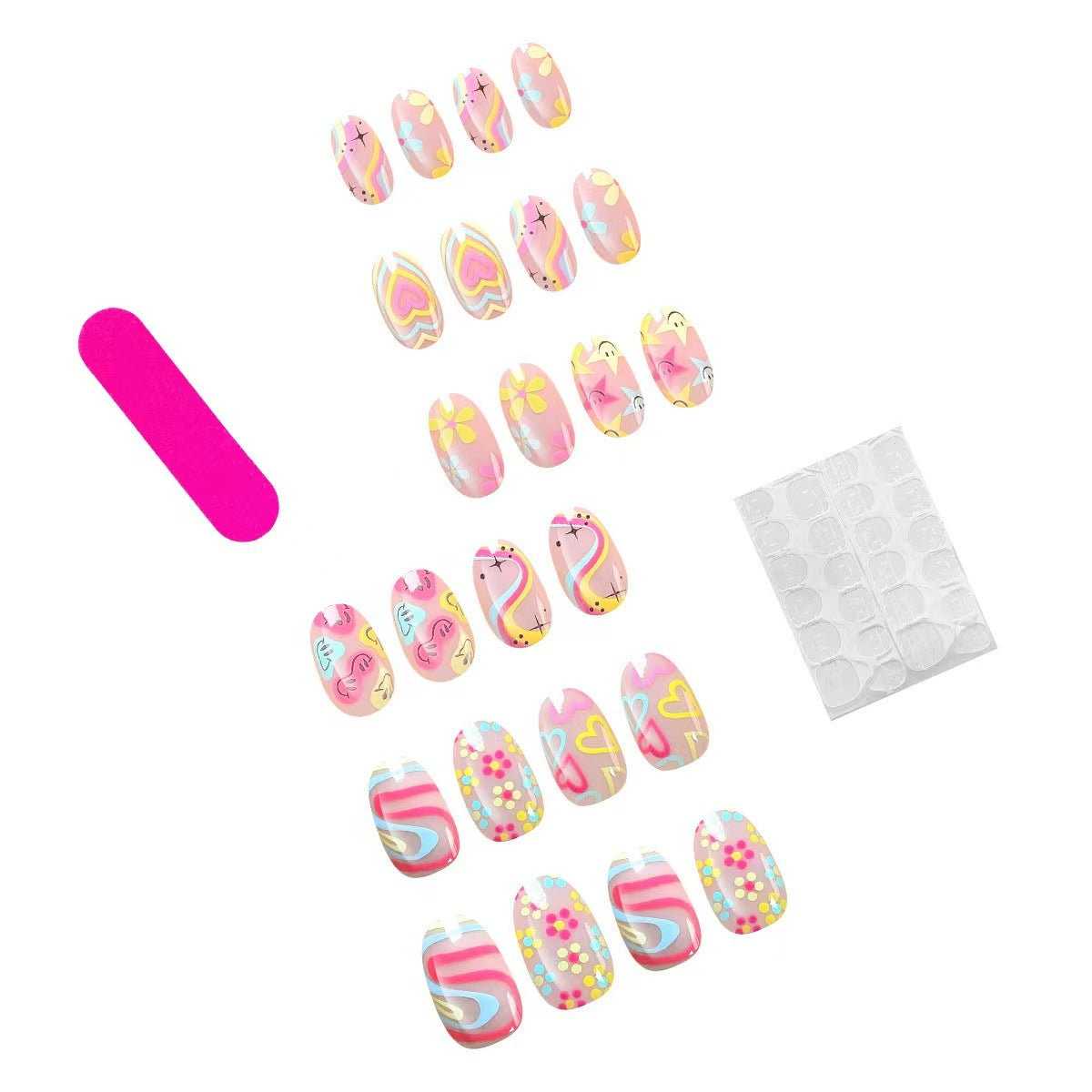 Kunstnagelset mit verspielten 3D-Motiven und bunten Designs Brehn