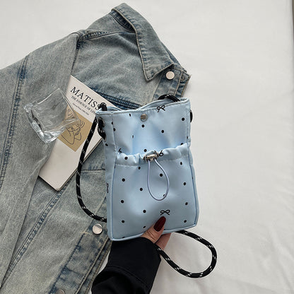 Lässige Kordelzug Mini Schultertasche