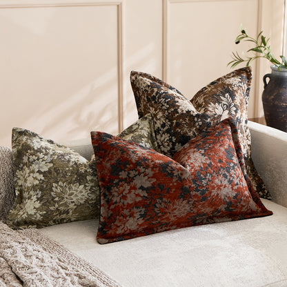 Übergroßes Jacquard Blumen Velours Kissenbezug mit verdecktem Reißverschluss