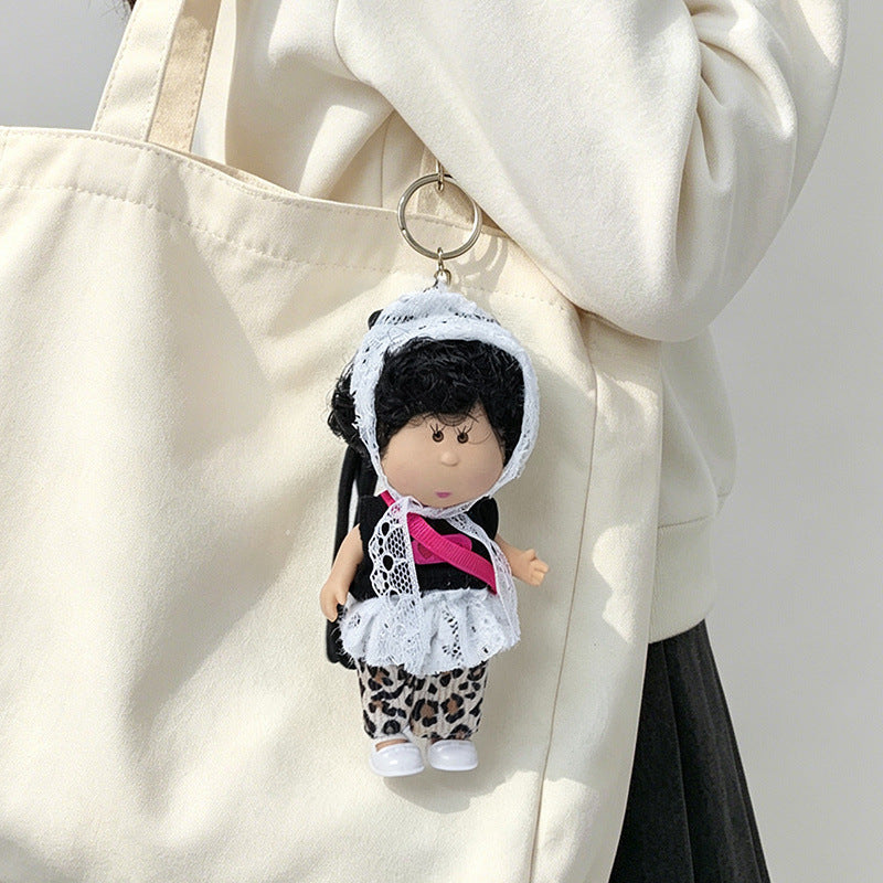 Hooded Doll Bag Charm Schlüsselanhänger mit Denim-Outfit & Schlaufe Brehn