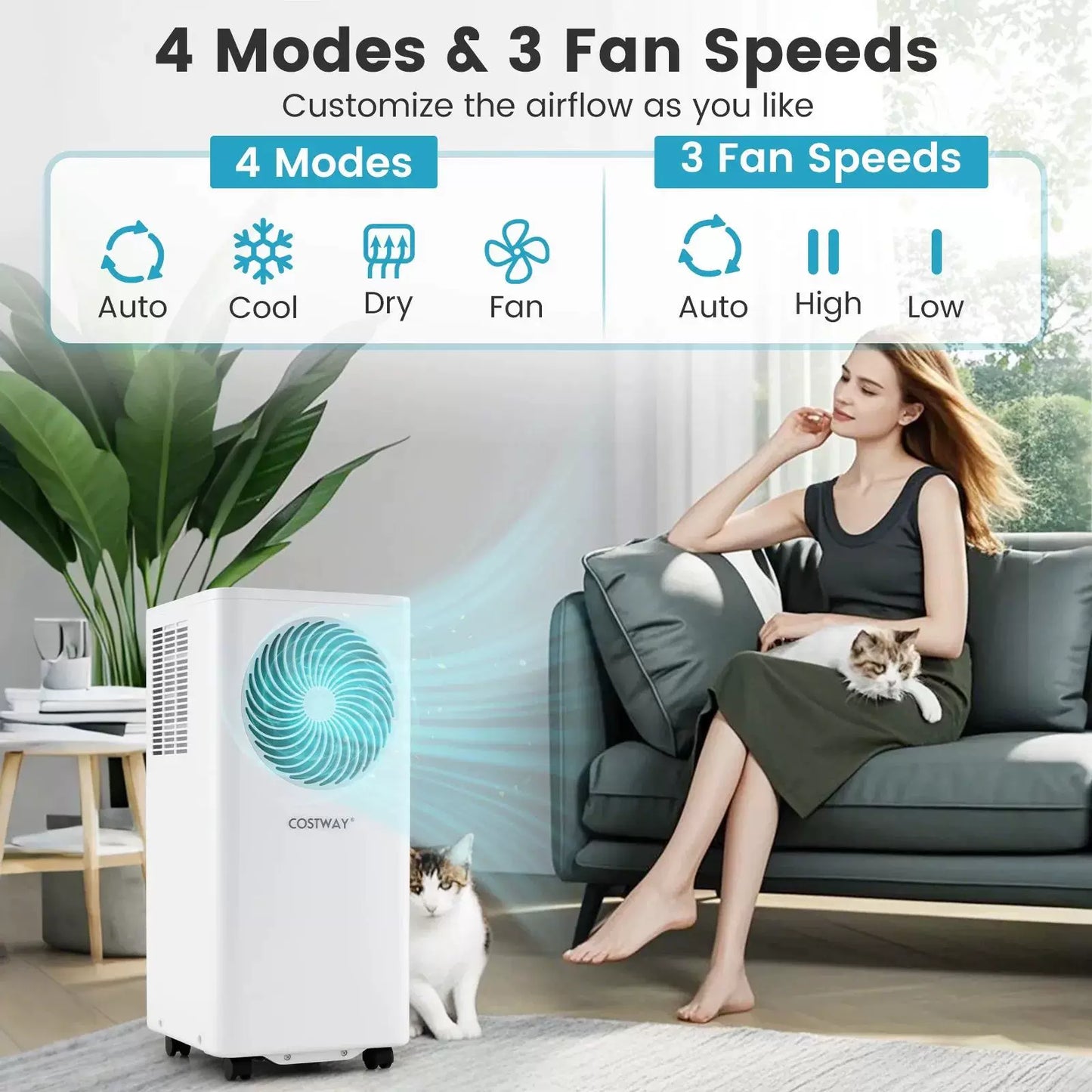 Unisex Einheitsgröße tragbarer Luftkonditionierturm mit Fernbedienung digitalem Thermostat Entfeuchter Brehn