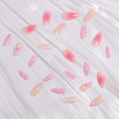 Glamorous Floral Ombre Druck-nägel Brehn