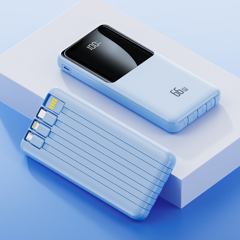 Tragbare Powerbank mit integrierten Ladekabeln und LED-Batteriestatusanzeige Brehn
