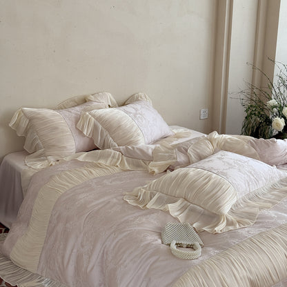 Rüsch Satin-Trim Jacquard Bettwäsche Set