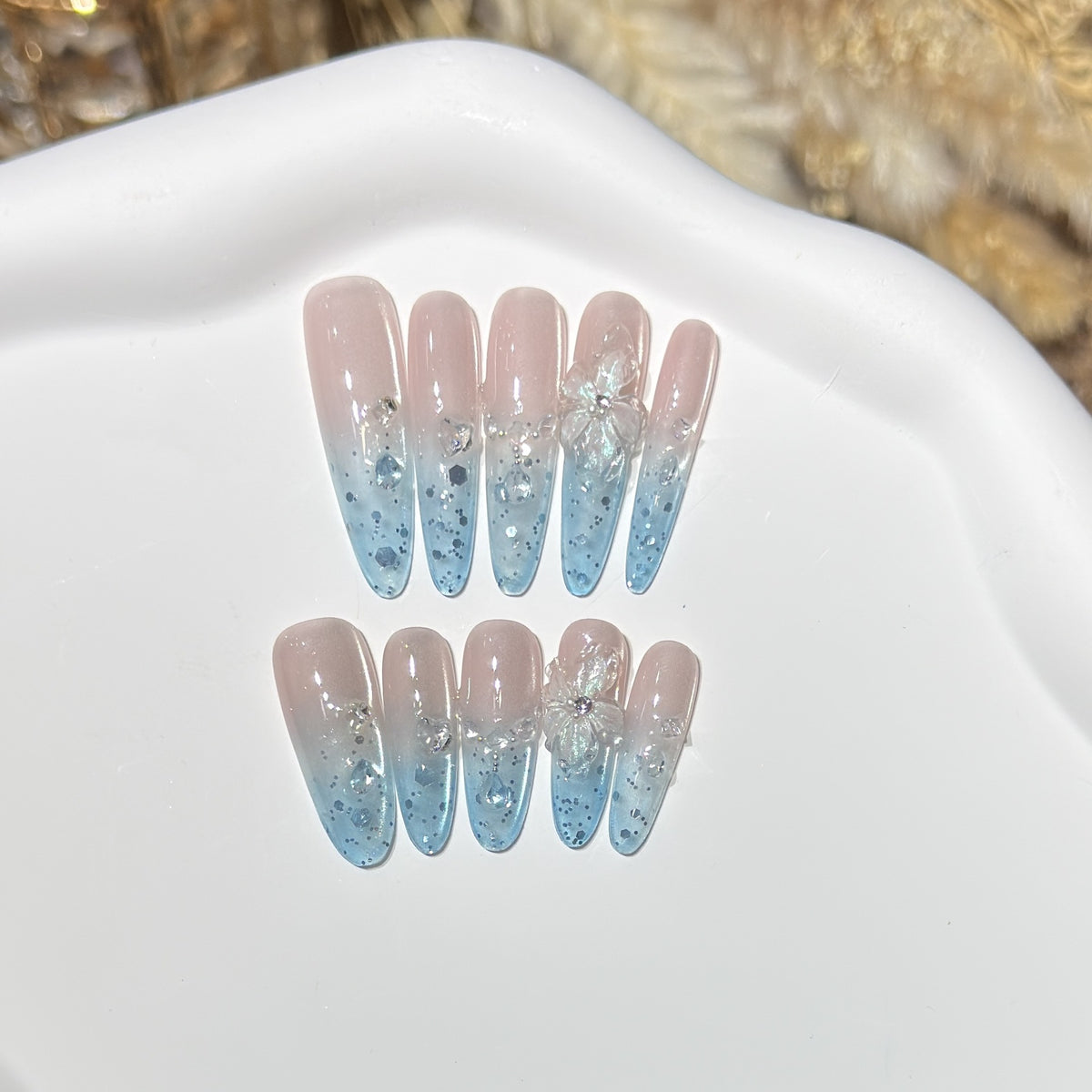 Ombre Floral Press-On Nail Art Set Brehn