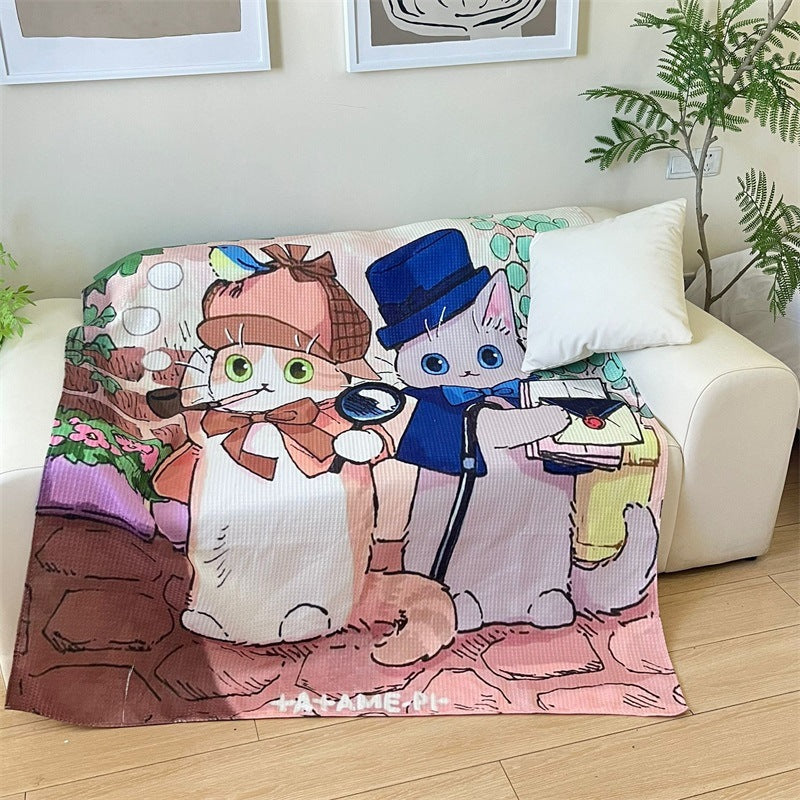 Cartoon Cat-Themen Kuscheldecke