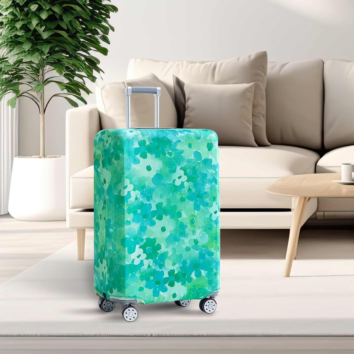 Unisex nan elastische Koffer-Schutzhülle mit weltreise Motiv für Hartschalen-Trolley und Spinner-Rollen Brehn