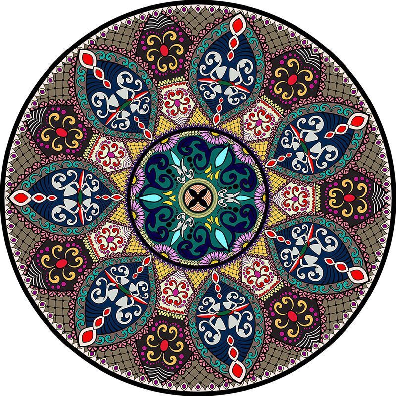 Kreisförmiger Vintage Blumenbereichsteppich Brehn