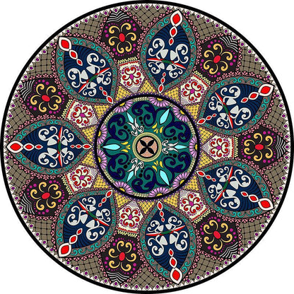 Kreisförmiger Vintage Blumenbereichsteppich Brehn