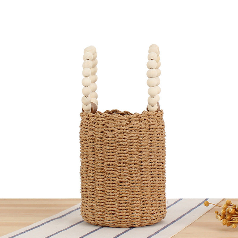 Trendige Handtasche mit Holzperlen-Handle Brehn