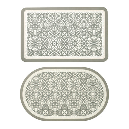 Badematten-Set Brehn aus weicher Mikrofaser mit rutschfester Latexunterseite und filigranem Ornamentdruck