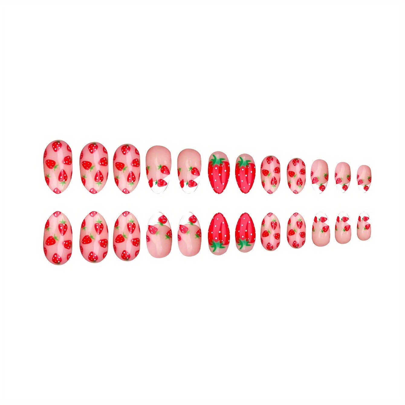 Erdbeer-Themen Press-On Nagel Set Brehn