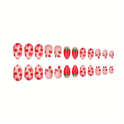 Erdbeer-Themen Press-On Nagel Set Brehn