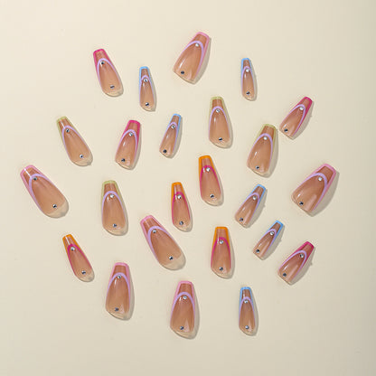 Dekorative Bunte Französische Spitze Nagelkunst Erweiterungen Brehn