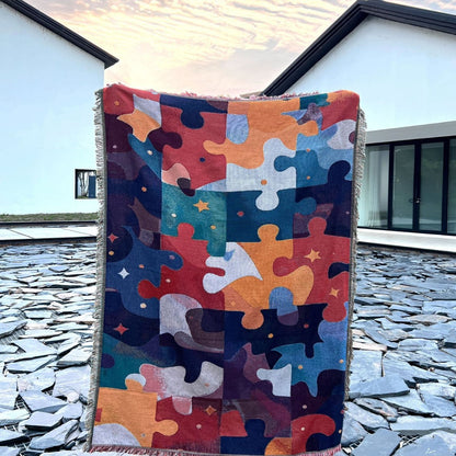 Puzzle-muster gewebte Wurfdecke