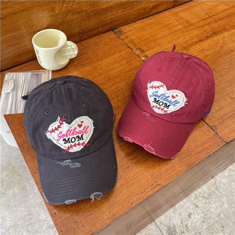 Damen Distressed Softball Mom Patch Baseball Cap Brehn
