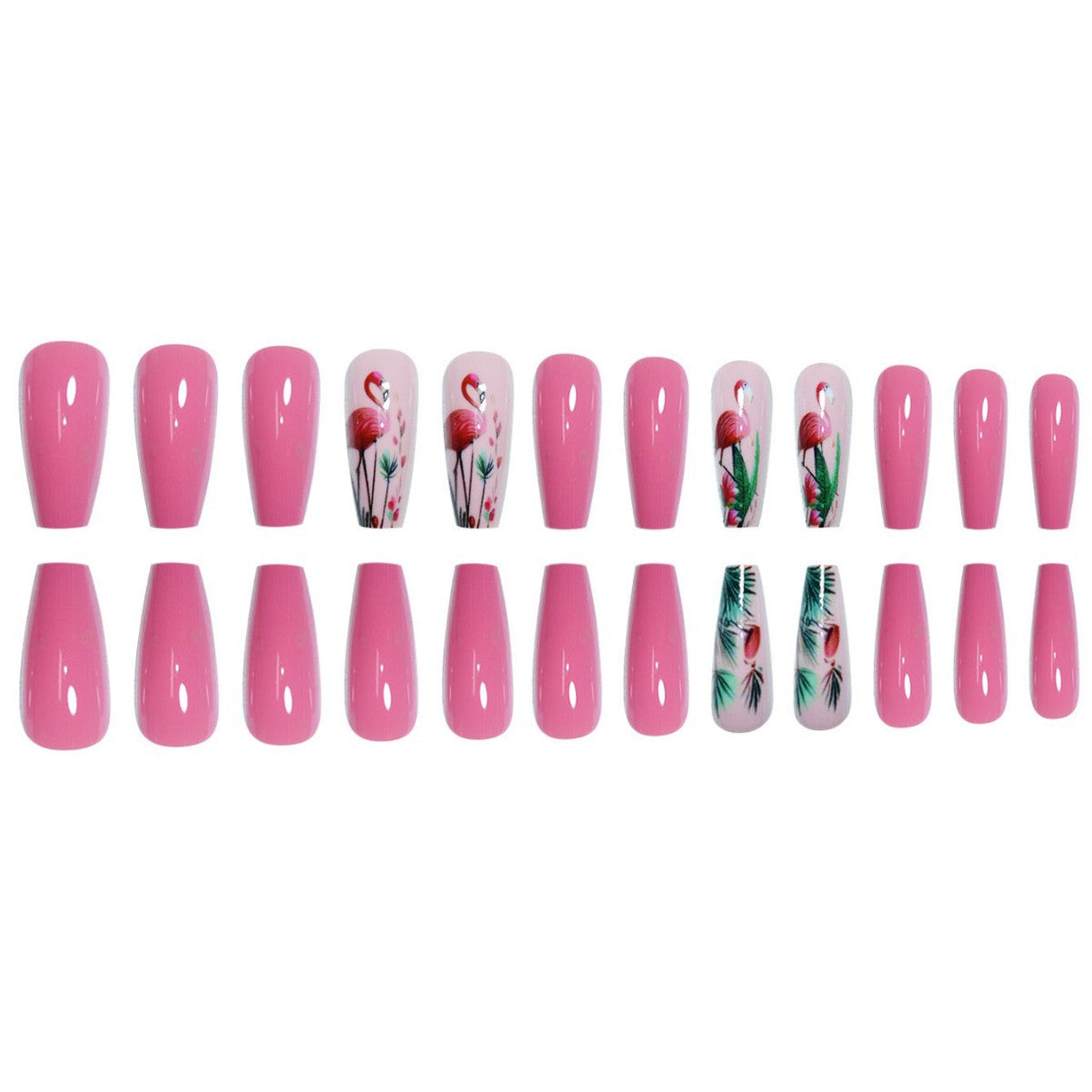 Floral Flamingo Druck-On-Nagelverlängerungen Brehn