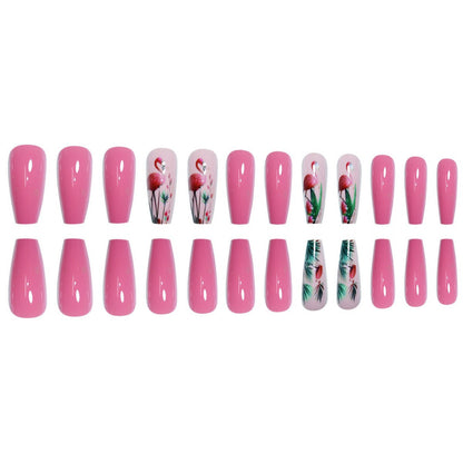 Floral Flamingo Druck-On-Nagelverlängerungen Brehn