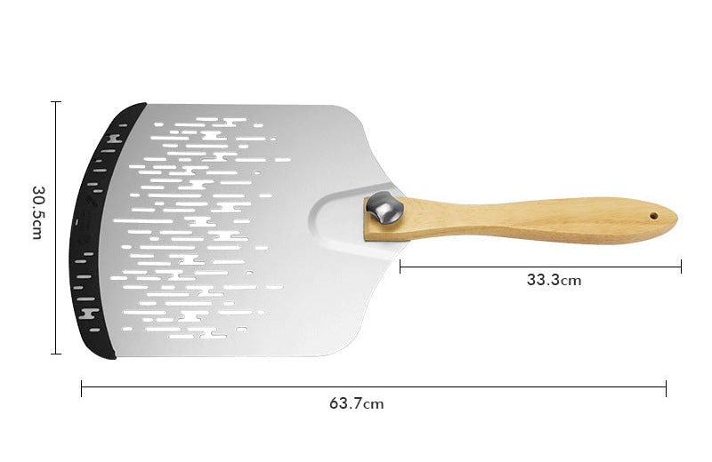 Perforierte Edelstahl-Pizza-Schaufel mit ergonomischem Holzgriff Brehn