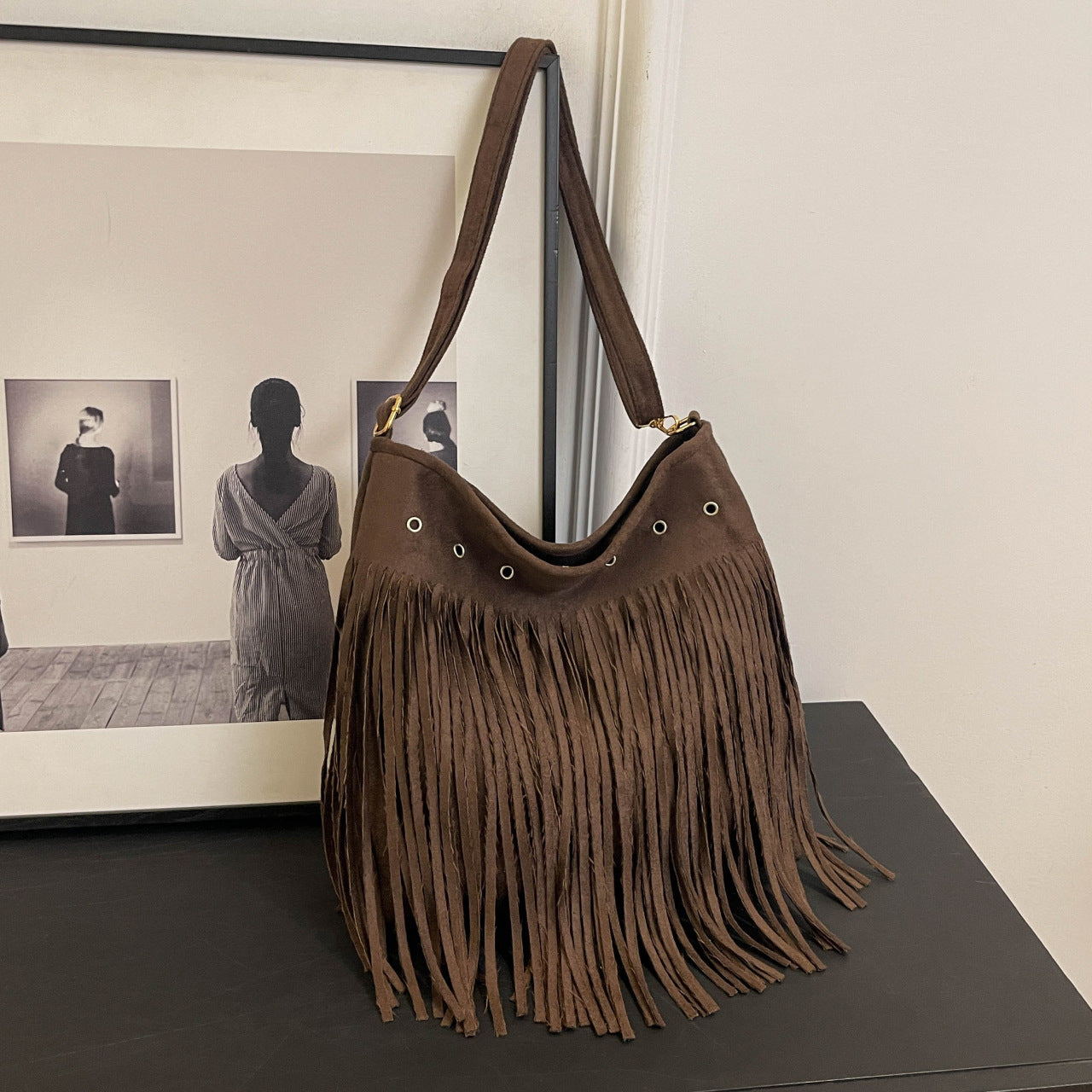 Suede Fringe Schultertasche Brehn