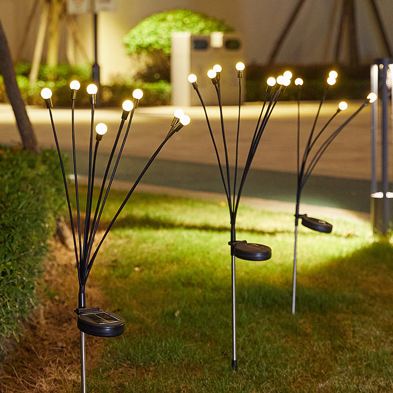 Solar LED Löwenzahn Gartensteckerlichter mit flexiblen Mehrkopf-Stielen und integriertem Solarpanel Brehn