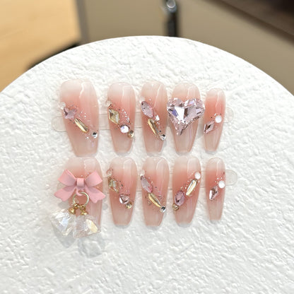 Glitzerndes handgefertigtes Press-On-Nagelset