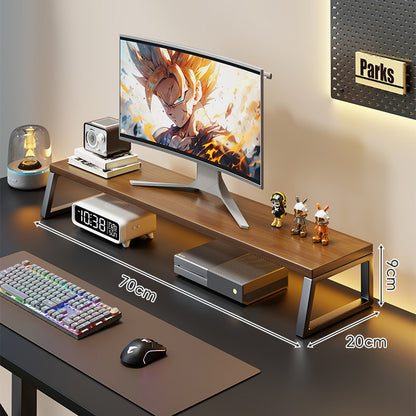 Holz-Monitorständer mit Metallrahmen Erhöhte Desktop-Regal