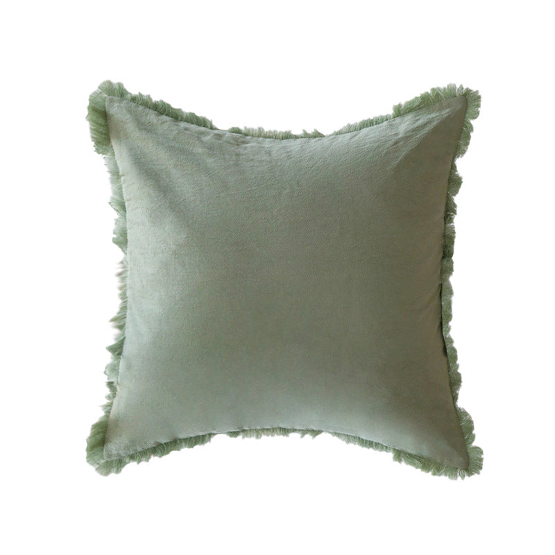Quadratischer Kissenbezug im Boho‑Stil mit 3D‑Tufting, Quasten und weicher Baumwollstruktur Brehn