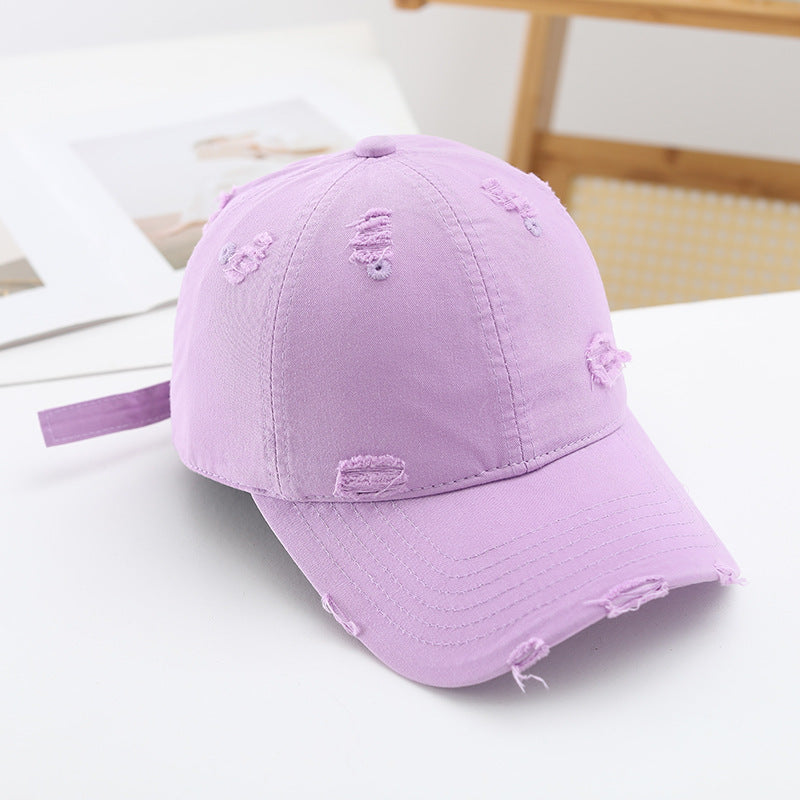 Damen modische Destroyed-Basecap mit verstellbarem Riemen Brehn