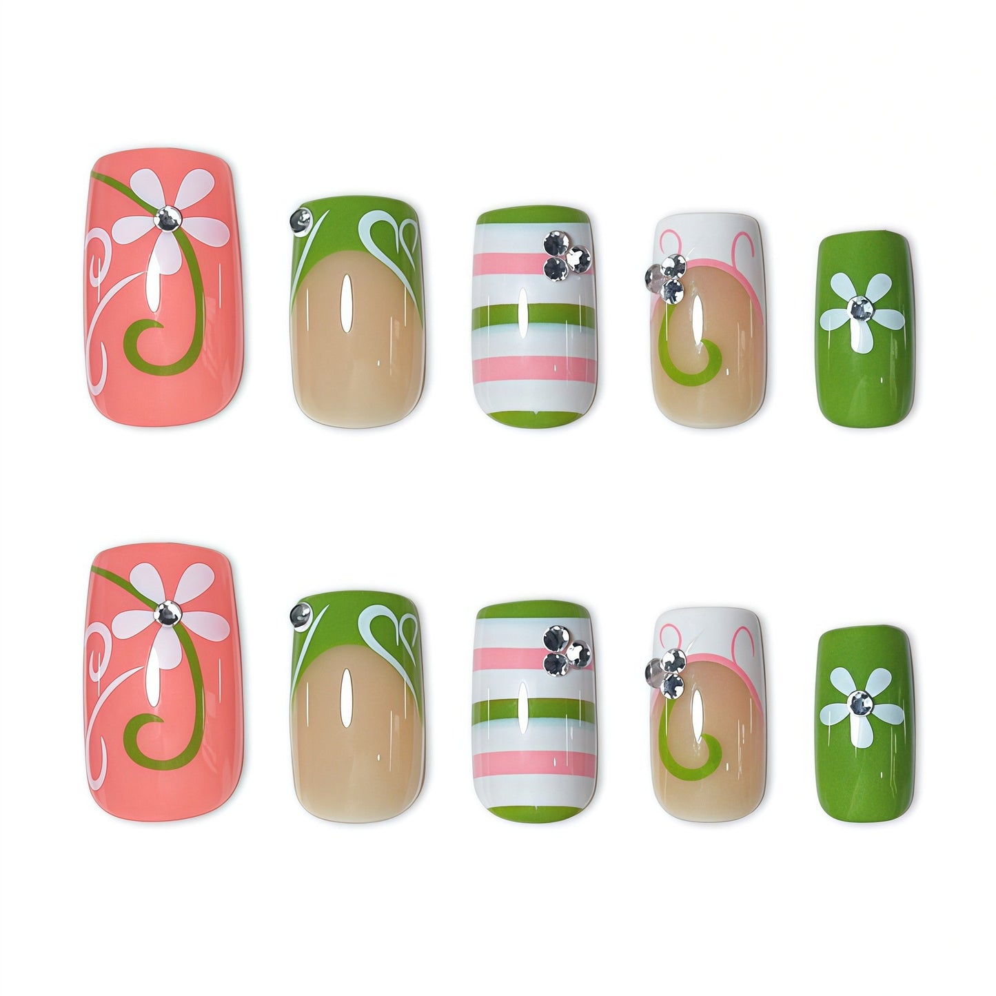 3D Floral Art Press-On Nail Set Brehn