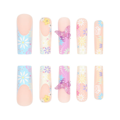 Dekorative Blumenmuster Nagelkunstverlängerungen Brehn
