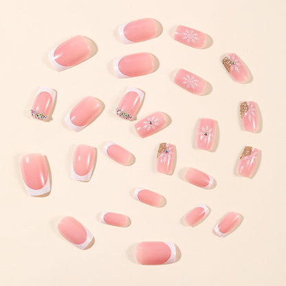 Elegante französische Spitze Winter Nagelkunst Verlängerungen Brehn