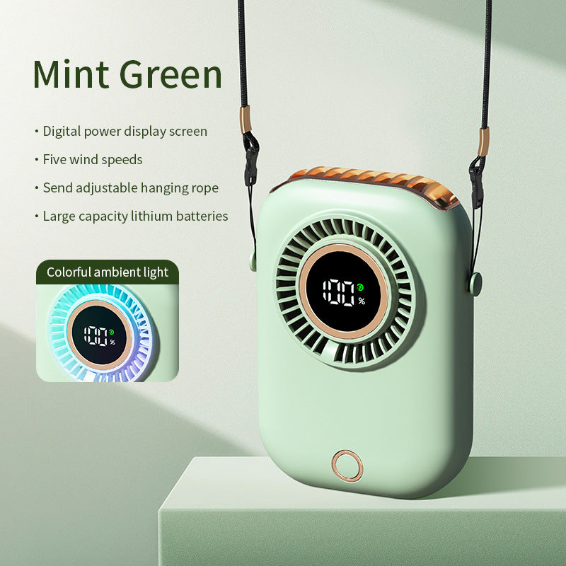 Unisex tragbarer digitaler wiederaufladbarer hängender Ventilator Brehn