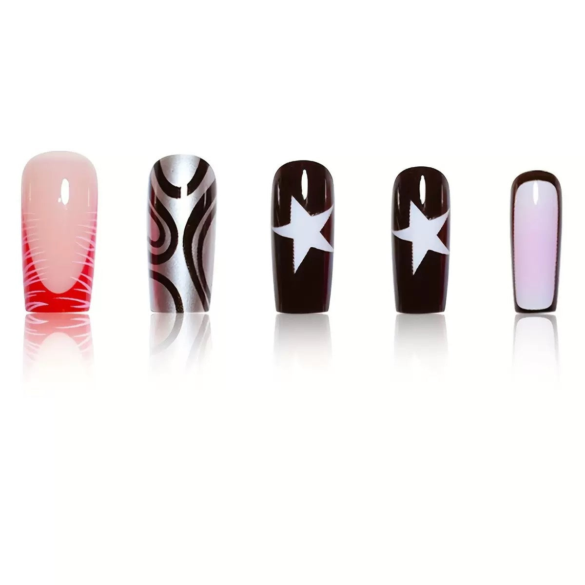 Grafisches Künstlerisches Press-On Nagelset Brehn