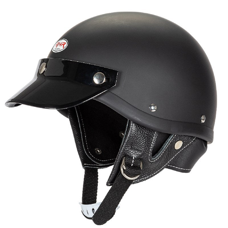 Klassischer Motorrad-Halbschalenhelm mit Visier Brehn