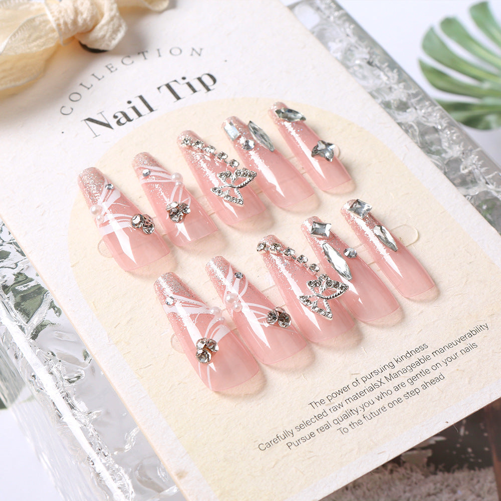 Glamouröse mit Kristallen verzierte Press-On-Nagelset Brehn