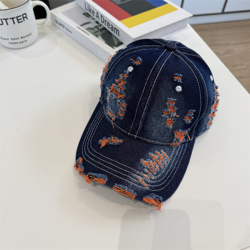 Damen Destroyed Denim Baseball Cap Brehn