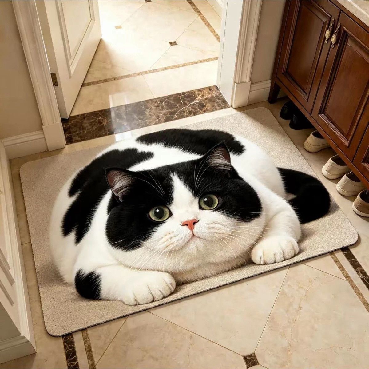 Niedlicher katzenmotiver Plüsch-Teppich