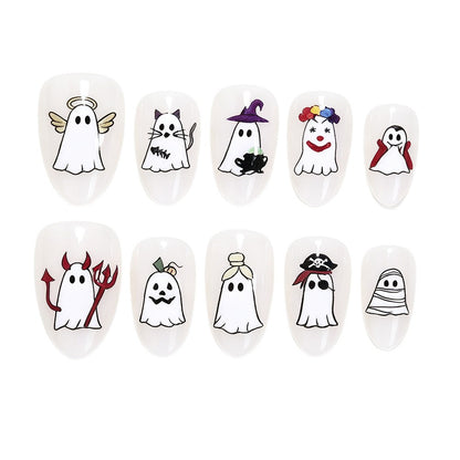 Halloween-Themen Gespensterdesign Press-On Nail Art Set Brehn