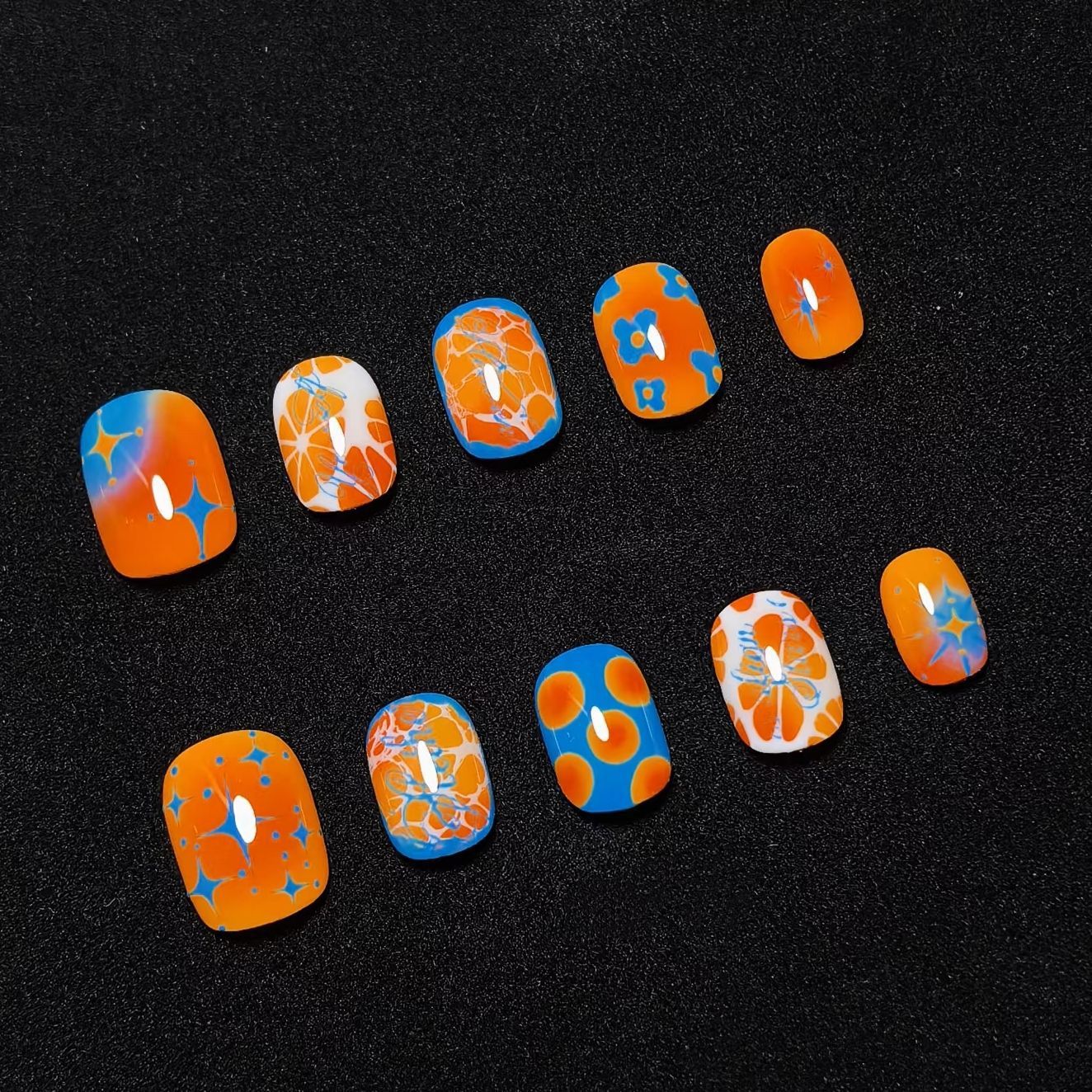 Künstlerisches katzenmotiviertes Press-On-Nagelkunstset Brehn