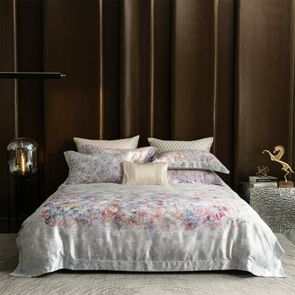 Luxuriöses florales Satin-Gefühl Bettbezug-Set