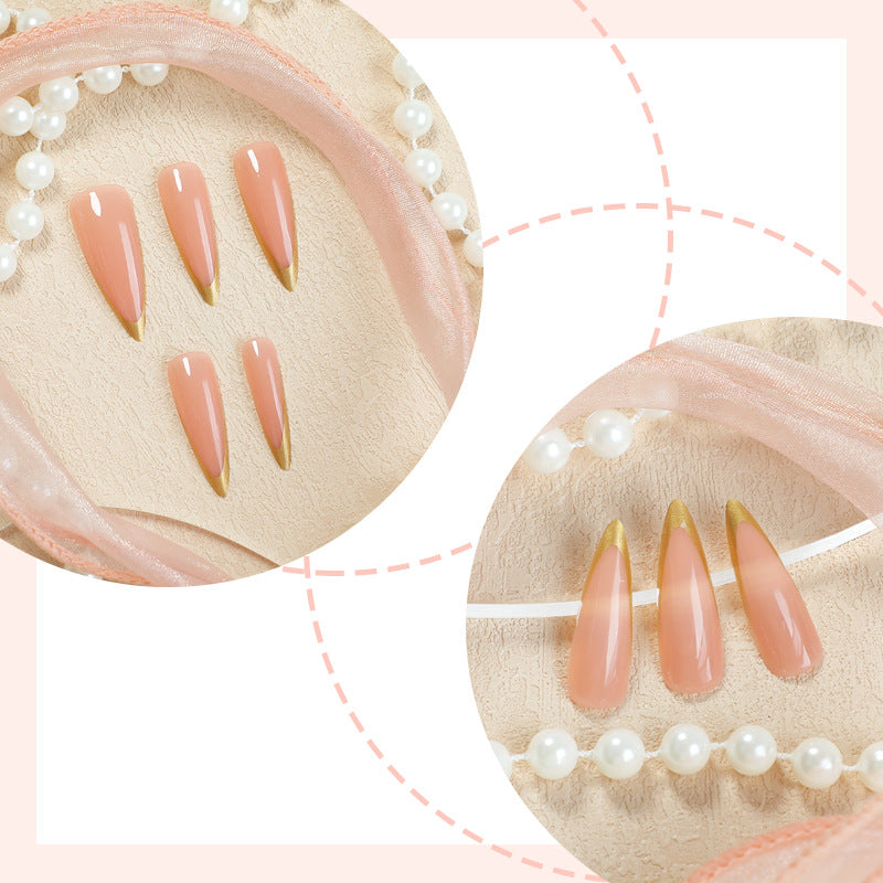 Elegantes Long-Shape Press-On Glänzendes Nagelset Brehn