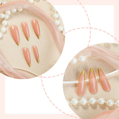 Elegantes Long-Shape Press-On Glänzendes Nagelset Brehn