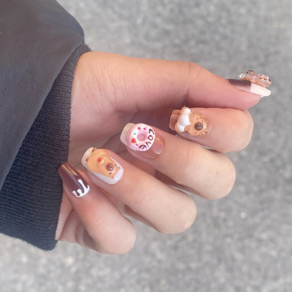 Verspielt Bär-Themen Druck-On Nagelset Brehn