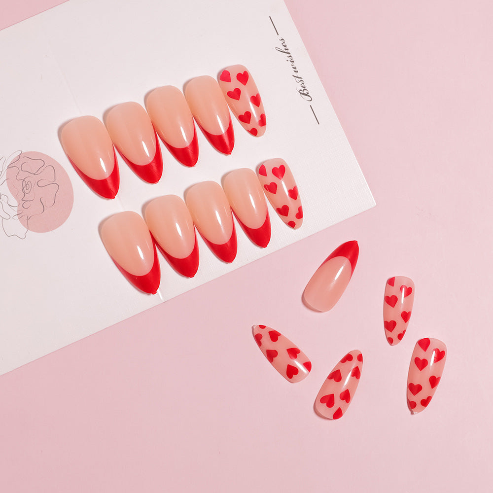 Künstlerisches Herz Designed Press-On Nail Set Brehn