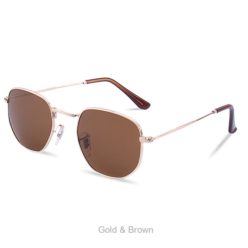 Damen modische geometrische Sonnenbrille mit robustem Metallrahmen Brehn