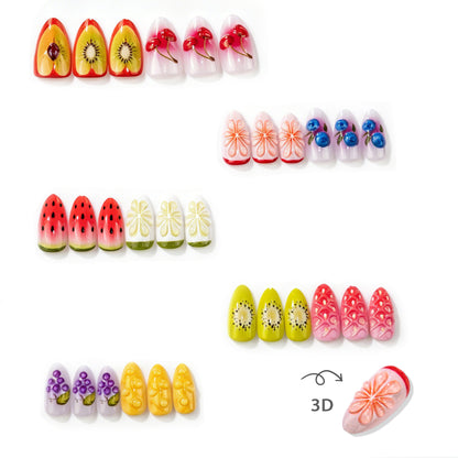 Künstlerisches von Früchten inspiriertes Press-On Nagelkunst-Set